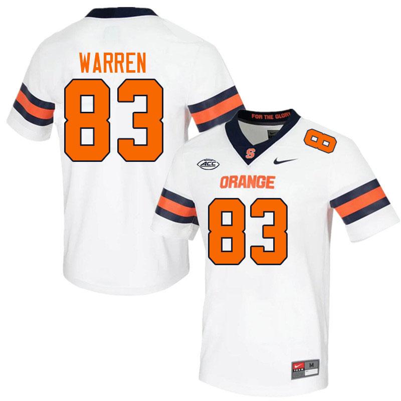 Men-Youth #83 Sam Warren Syracuse Orange 2023 College Football Jerseys Stitched-White